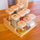 Organiza Gourmet™: Kit 15 Potes de Vidro de 200ml para Temperos (Bandeja Organizadora) (15 Colheres) | FRETE GRÁTIS HOJE!